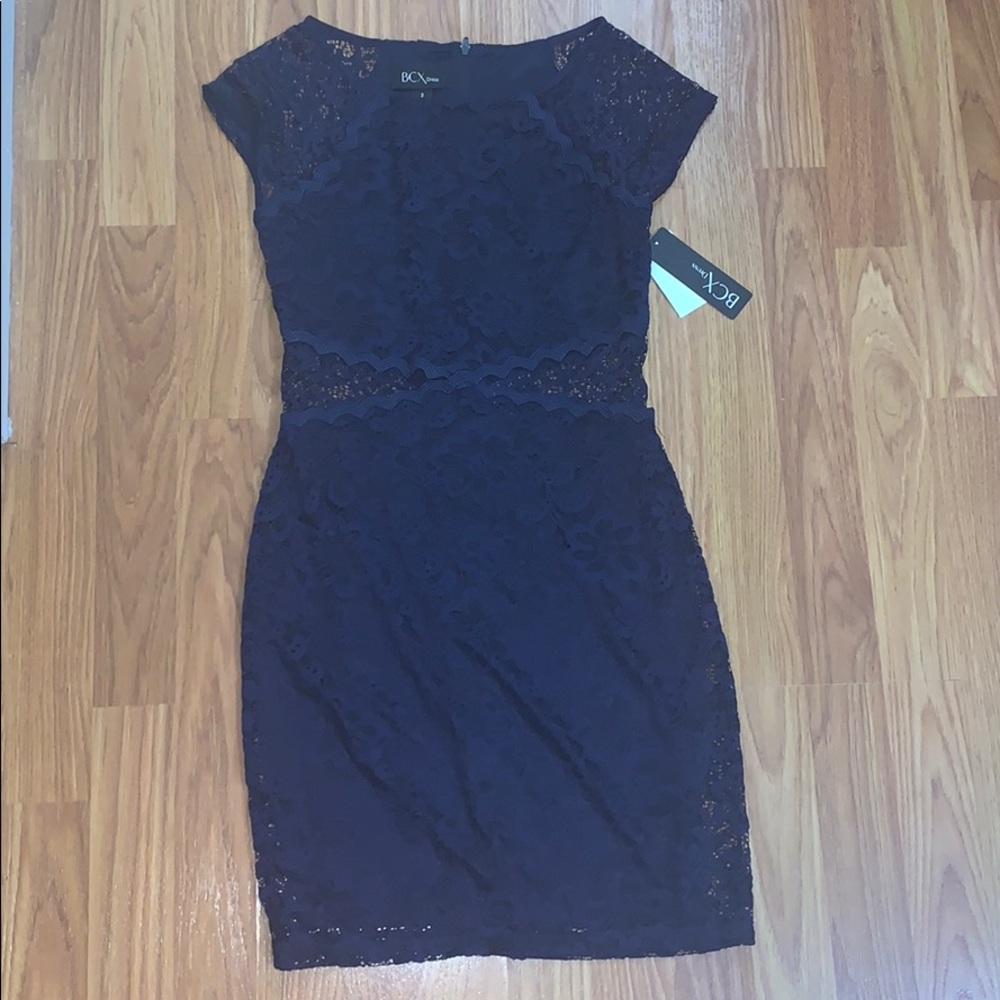 Blue lace tight mini dress